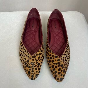 Birdies The Goldfinch Mini Cheetah Tipped Calf Hair Size 5 Ballet Flats Shoes